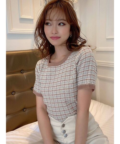 RESEXXY（リゼクシー）の「ツイードライクニットトップス（ニット/セーター・レディース・ホワイト/ブラック/その他/その他1・FREE）」の3枚目の写真