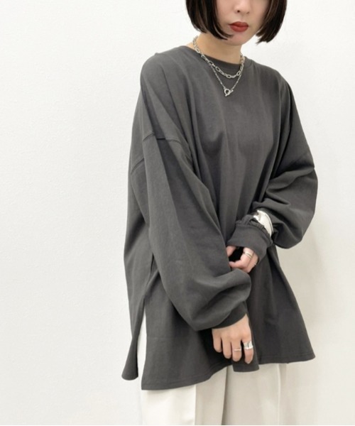 apres jour mignon(アプレジュールミニョン)の「BIGスリット入りロンT 【ZOZOTOWN限定アイテム】(Tシャツ/カットソー・レディース・アイボリー/ダークブルー/ブラック/オフホワイト・X-LARGE/フリー)」の19枚目の写真