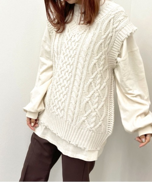 apres jour mignon(アプレジュールミニョン)の「BIGスリット入りロンT 【ZOZOTOWN限定アイテム】(Tシャツ/カットソー・レディース・アイボリー/ダークブルー/ブラック/オフホワイト・X-LARGE/フリー)」の14枚目の写真