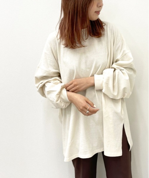 apres jour mignon(アプレジュールミニョン)の「BIGスリット入りロンT 【ZOZOTOWN限定アイテム】(Tシャツ/カットソー・レディース・アイボリー/ダークブルー/ブラック/オフホワイト・X-LARGE/フリー)」の11枚目の写真