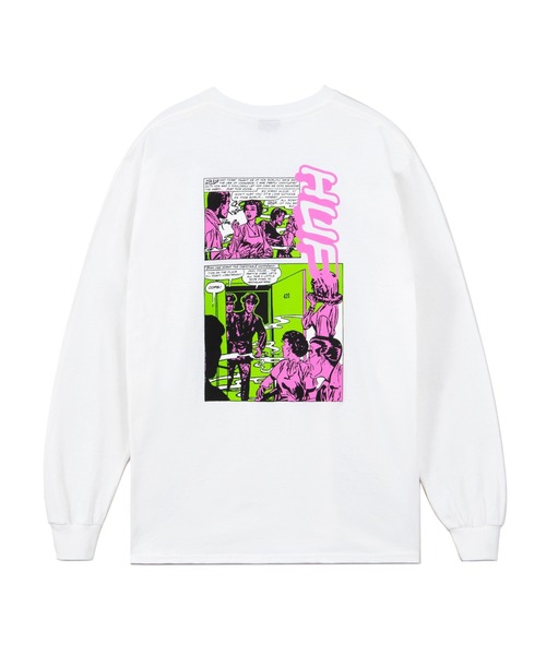 ★国内在庫/即発可*HUF*POLICE-RAIDプリント長袖Tシャツ★ HUF(ハフ)の「POLICE RAID L/SL TEE HUF ハフ店舗限定 Tシャツ