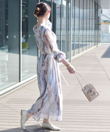 Ray BEAMS | Ray BEAMS / シフォン プリント ロング ワンピース(ワンピース)