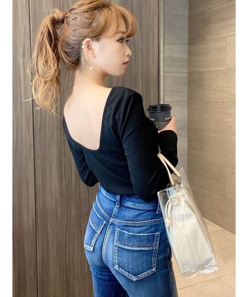 RESEXXY（リゼクシー）の「【IS】バックオープントップス（Tシャツ/カットソー・レディース・ホワイト/ブラック/オレンジ・FREE）」の10枚目の写真