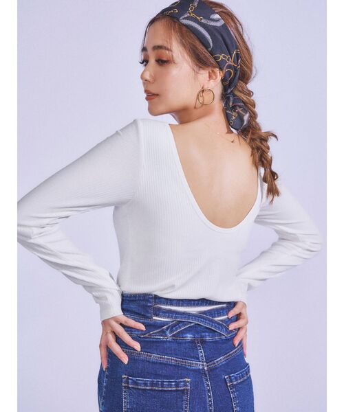 RESEXXY（リゼクシー）の「【IS】バックオープントップス（Tシャツ/カットソー・レディース・ホワイト/ブラック/オレンジ・FREE）」の16枚目の写真