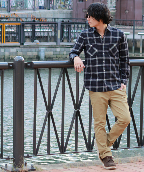 GIORDANO（ジョルダーノ）の「[GIORDANO]ライオン刺繍フランネルチェックシャツ（シャツ/ブラウス・メンズ・ブラック/ブルー/イエロー/レッド・MEDIUM/LARGE/SMALL）」の12枚目の写真