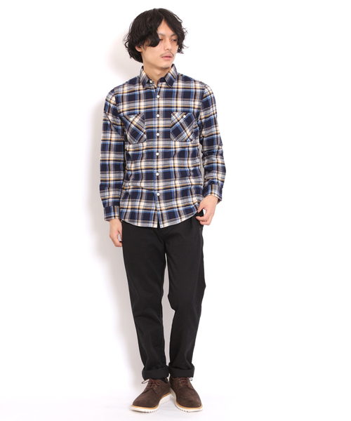 GIORDANO（ジョルダーノ）の「[GIORDANO]ライオン刺繍フランネルチェックシャツ（シャツ/ブラウス・メンズ・ブラック/ブルー/イエロー/レッド・MEDIUM/LARGE/SMALL）」の14枚目の写真