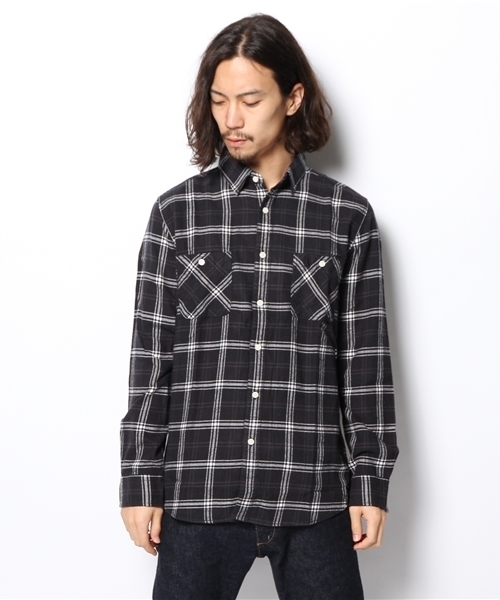 GIORDANO（ジョルダーノ）の「[GIORDANO]ライオン刺繍フランネルチェックシャツ（シャツ/ブラウス・メンズ・ブラック/ブルー/イエロー/レッド・MEDIUM/LARGE/SMALL）」の6枚目の写真