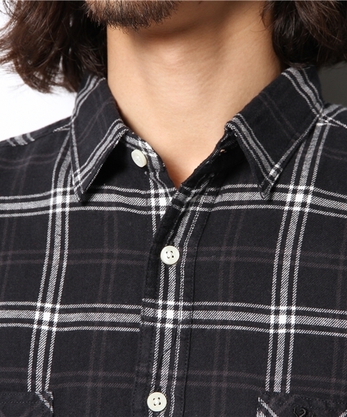 GIORDANO（ジョルダーノ）の「[GIORDANO]ライオン刺繍フランネルチェックシャツ（シャツ/ブラウス・メンズ・ブラック/ブルー/イエロー/レッド・MEDIUM/LARGE/SMALL）」の9枚目の写真