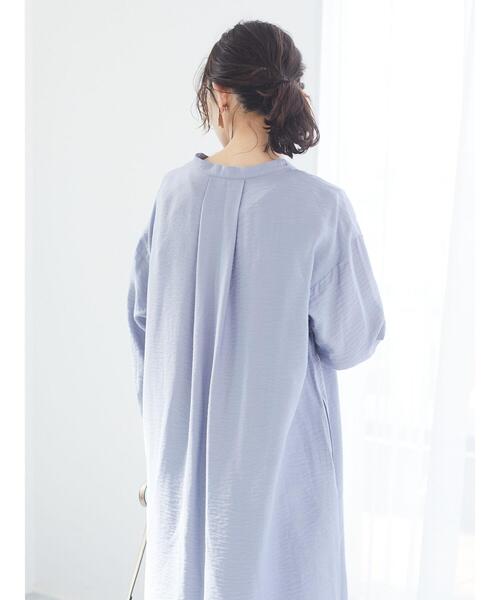 Green　Parks（グリーンパークス）の「バンドカラーシャツワンピース＊（シャツワンピース・レディース・ブラック/サックスブルー/オフホワイト・FREE）」の11枚目の写真