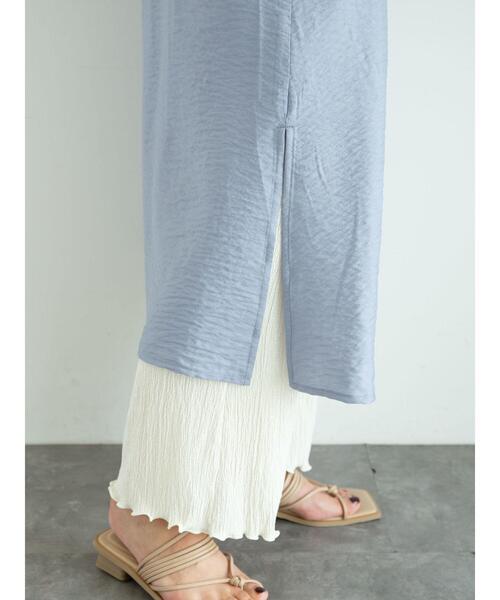 Green　Parks（グリーンパークス）の「バンドカラーシャツワンピース＊（シャツワンピース・レディース・ブラック/サックスブルー/オフホワイト・FREE）」の18枚目の写真