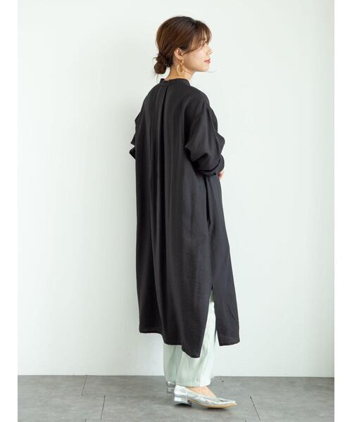 Green　Parks（グリーンパークス）の「バンドカラーシャツワンピース＊（シャツワンピース・レディース・ブラック/サックスブルー/オフホワイト・FREE）」の21枚目の写真