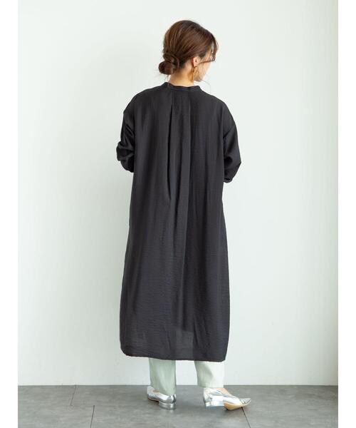 Green　Parks（グリーンパークス）の「バンドカラーシャツワンピース＊（シャツワンピース・レディース・ブラック/サックスブルー/オフホワイト・FREE）」の22枚目の写真