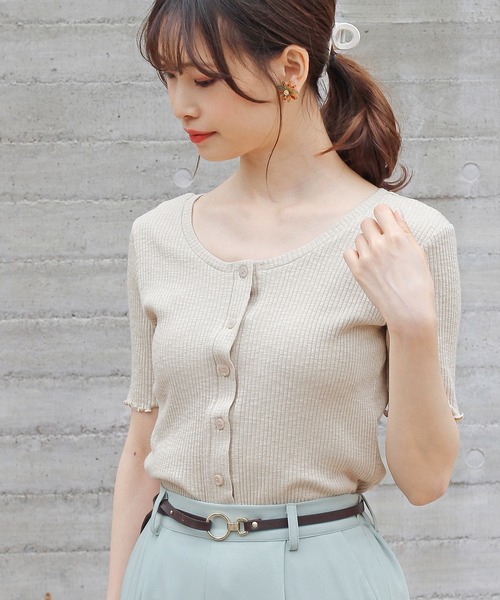 Crisp(クリスプ)の「2wayスラブリブTシャツ(Tシャツ/カットソー・レディース・ベージュ/ミント/アイボリー・FREE)」の2枚目の写真