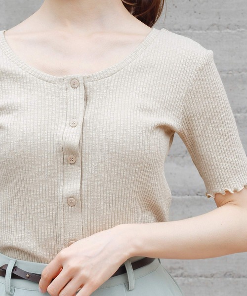 Crisp(クリスプ)の「2wayスラブリブTシャツ(Tシャツ/カットソー・レディース・ベージュ/ミント/アイボリー・FREE)」の21枚目の写真