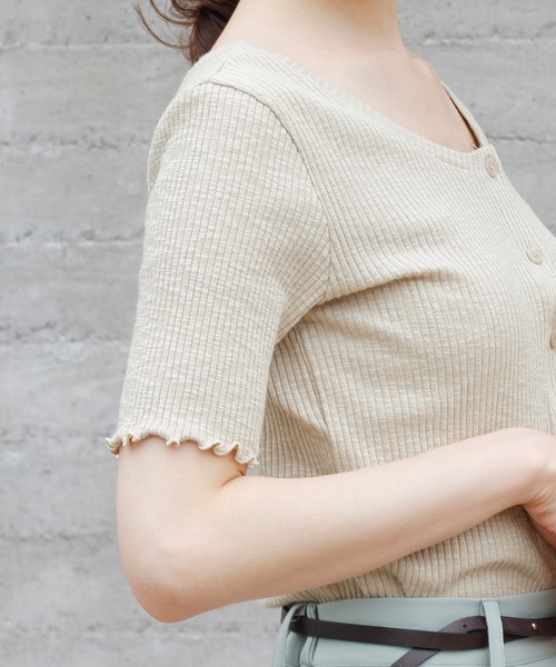 Crisp(クリスプ)の「2wayスラブリブTシャツ(Tシャツ/カットソー・レディース・ベージュ/ミント/アイボリー・FREE)」の10枚目の写真