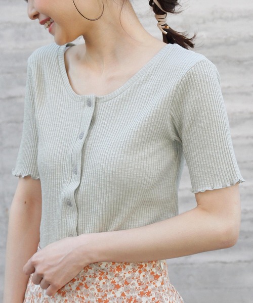 Crisp(クリスプ)の「2wayスラブリブTシャツ(Tシャツ/カットソー・レディース・ベージュ/ミント/アイボリー・FREE)」の5枚目の写真