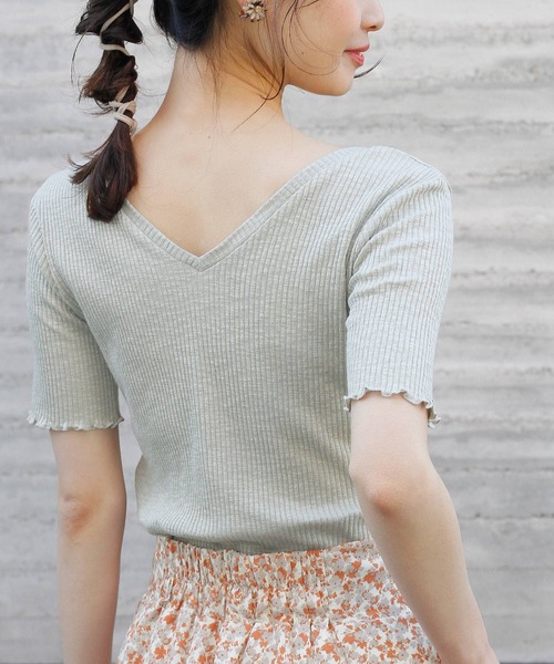 Crisp(クリスプ)の「2wayスラブリブTシャツ(Tシャツ/カットソー・レディース・ベージュ/ミント/アイボリー・FREE)」の17枚目の写真