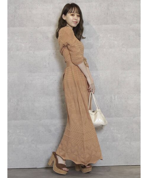 dazzlin（ダズリン）の「クロシェ切替マーメイドワンピース（ワンピース・レディース・ブラウン/オフホワイト/オレンジ/ブルー・FREE）」の4枚目の写真