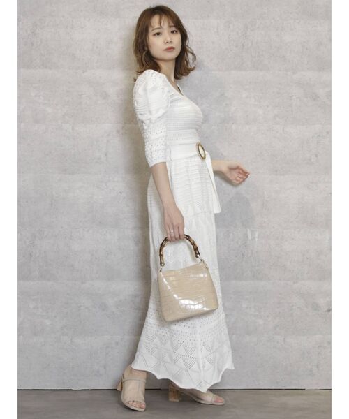 dazzlin（ダズリン）の「クロシェ切替マーメイドワンピース（ワンピース・レディース・ブラウン/オフホワイト/オレンジ/ブルー・FREE）」の8枚目の写真