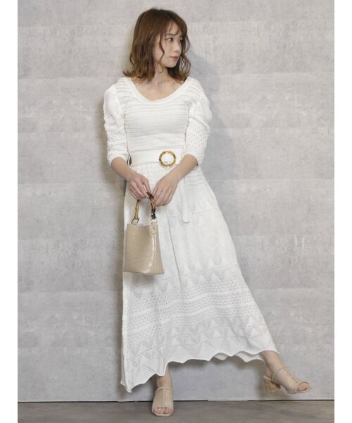 dazzlin（ダズリン）の「クロシェ切替マーメイドワンピース（ワンピース・レディース・ブラウン/オフホワイト/オレンジ/ブルー・FREE）」の14枚目の写真