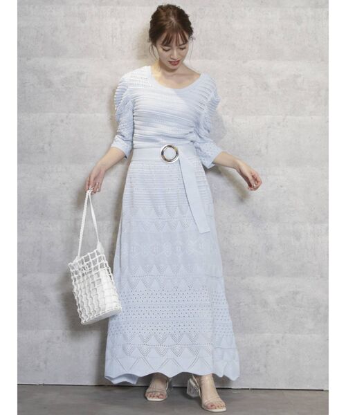 dazzlin（ダズリン）の「クロシェ切替マーメイドワンピース（ワンピース・レディース・ブラウン/オフホワイト/オレンジ/ブルー・FREE）」の20枚目の写真