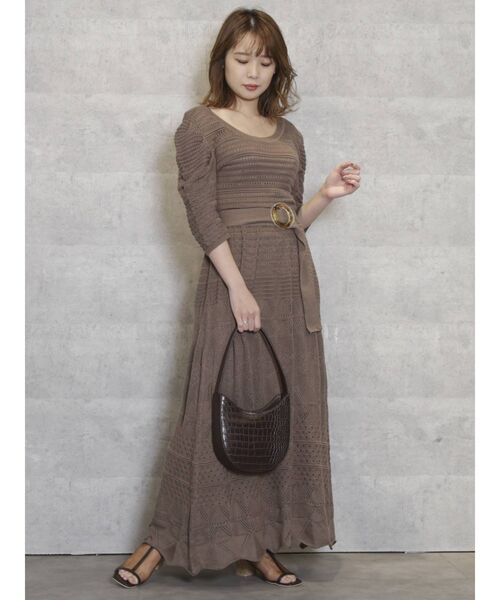 dazzlin（ダズリン）の「クロシェ切替マーメイドワンピース（ワンピース・レディース・ブラウン/オフホワイト/オレンジ/ブルー・FREE）」の15枚目の写真