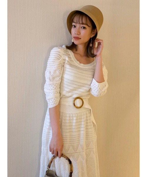 dazzlin（ダズリン）の「クロシェ切替マーメイドワンピース（ワンピース・レディース・ブラウン/オフホワイト/オレンジ/ブルー・FREE）」の2枚目の写真