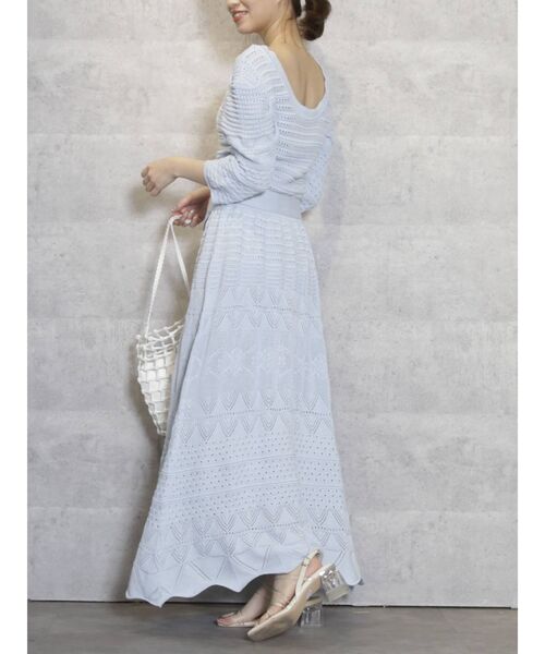 dazzlin（ダズリン）の「クロシェ切替マーメイドワンピース（ワンピース・レディース・ブラウン/オフホワイト/オレンジ/ブルー・FREE）」の3枚目の写真