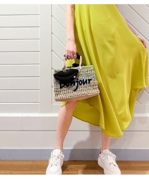 a-jolie（アジョリー）の「【a-jolie/アジョリー】メッセージロゴインナーバッグ付きスクエアカゴバッグ（かごバッグ・レディース・ピンク/グリーン/ブラック/イエロー・FREE）」の3枚目の写真