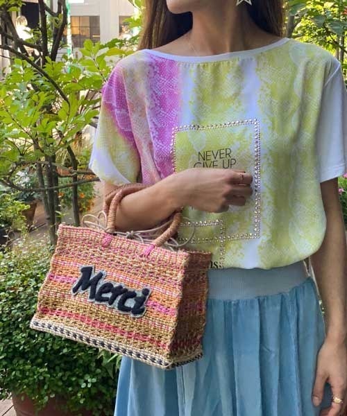 a-jolie（アジョリー）の「【a-jolie/アジョリー】メッセージロゴインナーバッグ付きスクエアカゴバッグ（かごバッグ・レディース・ピンク/グリーン/ブラック/イエロー・FREE）」の21枚目の写真