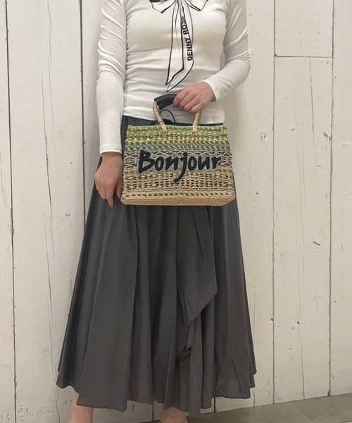 a-jolie（アジョリー）の「【a-jolie/アジョリー】メッセージロゴインナーバッグ付きスクエアカゴバッグ（かごバッグ・レディース・ピンク/グリーン/ブラック/イエロー・FREE）」の14枚目の写真