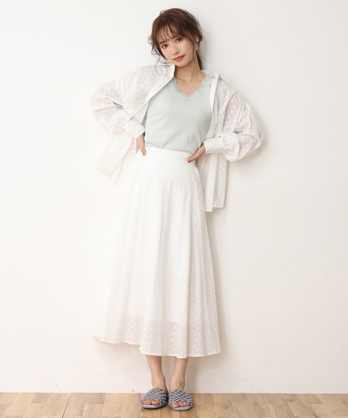 one after another NICE CLAUP（ワンアフターアナザーナイスクラップ）の「レースギャザータンクトップ（タンクトップ・レディース・オフホワイト/ブラック/ベージュ/ミント・FREE）」の19枚目の写真