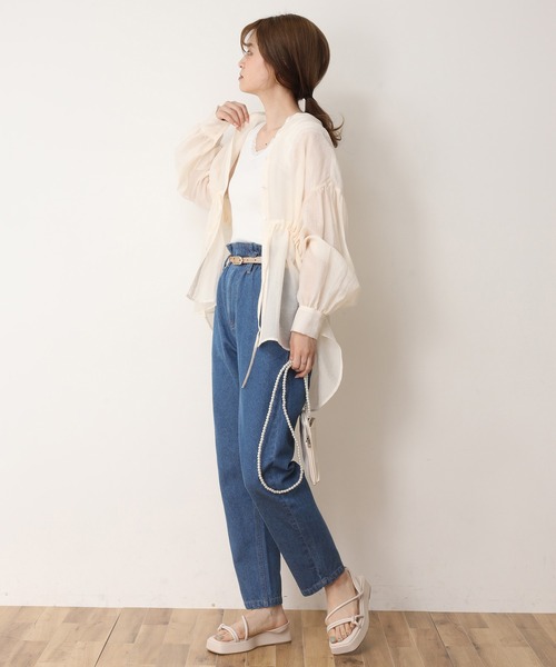 one after another NICE CLAUP（ワンアフターアナザーナイスクラップ）の「レースギャザータンクトップ（タンクトップ・レディース・オフホワイト/ブラック/ベージュ/ミント・FREE）」の9枚目の写真