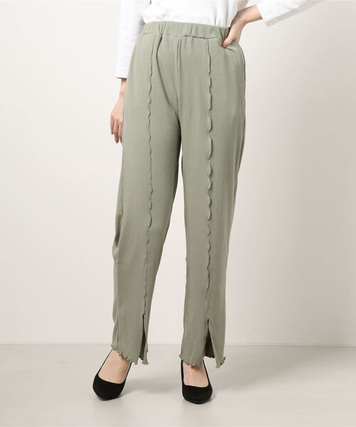 UNRELISH(アンレリッシュ)の「スリットメロウリブカットパンツ(その他パンツ・レディース・ピンク/ブラック/ダークグリーン・MEDIUM)」の7枚目の写真