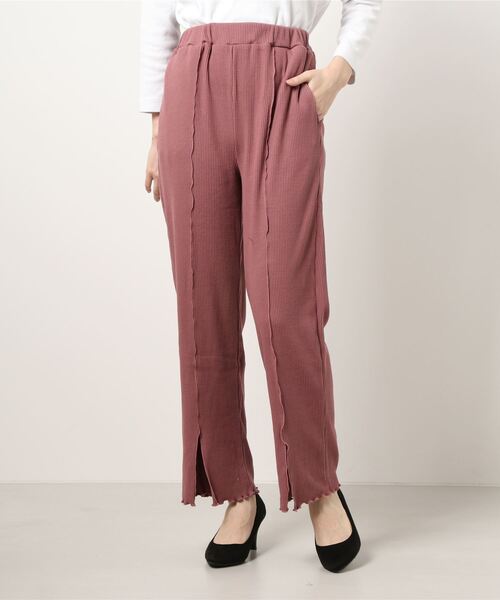 UNRELISH(アンレリッシュ)の「スリットメロウリブカットパンツ(その他パンツ・レディース・ピンク/ブラック/ダークグリーン・MEDIUM)」の8枚目の写真