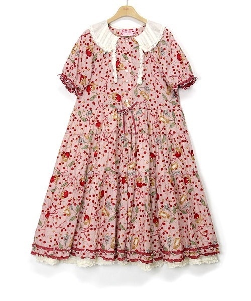 PINK HOUSE（ピンクハウス）の「キャットチェリードロップ柄ミディワンピース（ワンピース・レディース・ピンク/ミント/キナリ・フリー）」の18枚目の写真