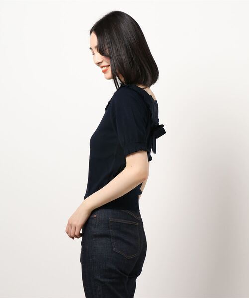 LODISPOTTO（ロディスポット）の「プリティバックシャンニット（ニット/セーター・レディース・ホワイト/ピンク/ネイビー・MEDIUM）」の4枚目の写真