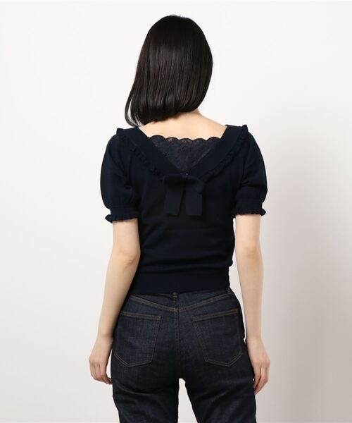 LODISPOTTO（ロディスポット）の「プリティバックシャンニット（ニット/セーター・レディース・ホワイト/ピンク/ネイビー・MEDIUM）」の5枚目の写真