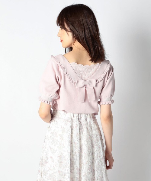 LODISPOTTO（ロディスポット）の「プリティバックシャンニット（ニット/セーター・レディース・ホワイト/ピンク/ネイビー・MEDIUM）」の8枚目の写真