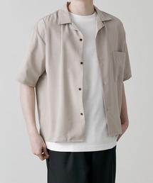 【larucrur】ブライトポプリン ルーズドレープ オープンカラーS/Sシャツ