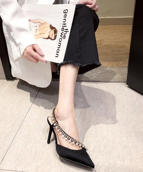【Jasmine】パールストーンハイヒールパンプス ヒール9cm (SS)（パンプス）