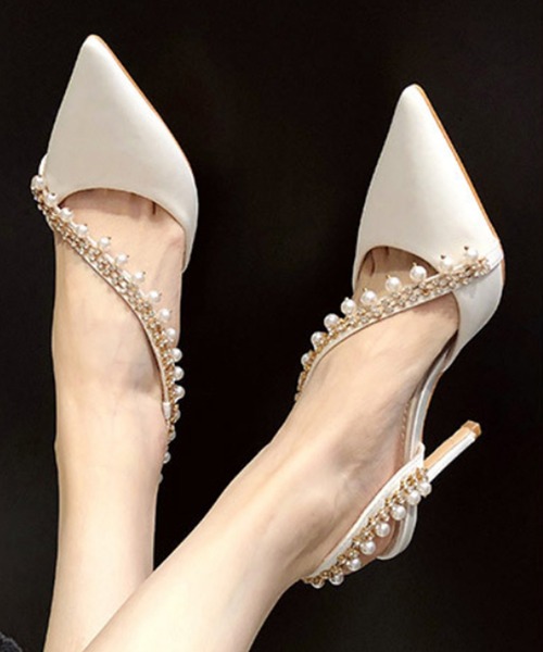 【Jasmine】パールストーンハイヒールパンプス ヒール9cm (SS)（パンプス）