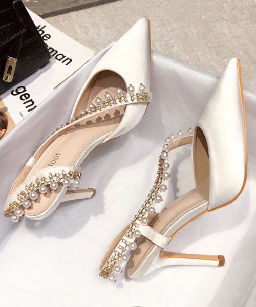 【Jasmine】パールストーンハイヒールパンプス ヒール9cm (SS)（パンプス）