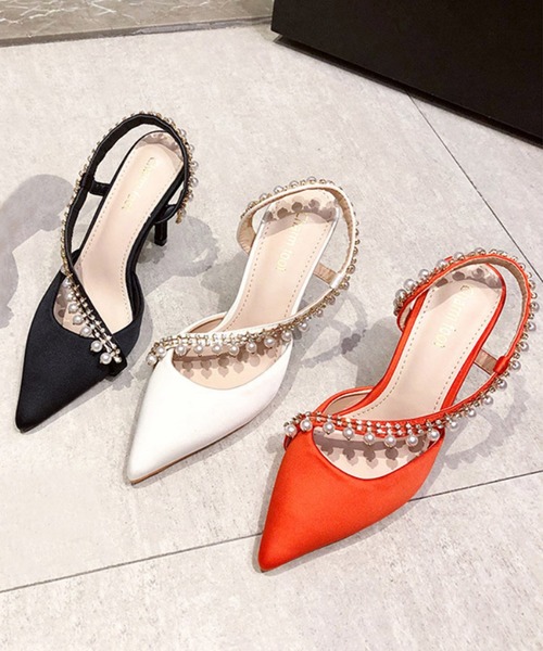 【Jasmine】パールストーンハイヒールパンプス ヒール9cm (SS)（パンプス）