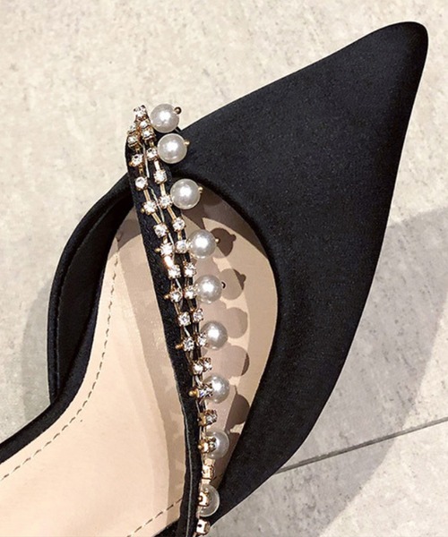 【Jasmine】パールストーンハイヒールパンプス ヒール9cm (SS)（パンプス）
