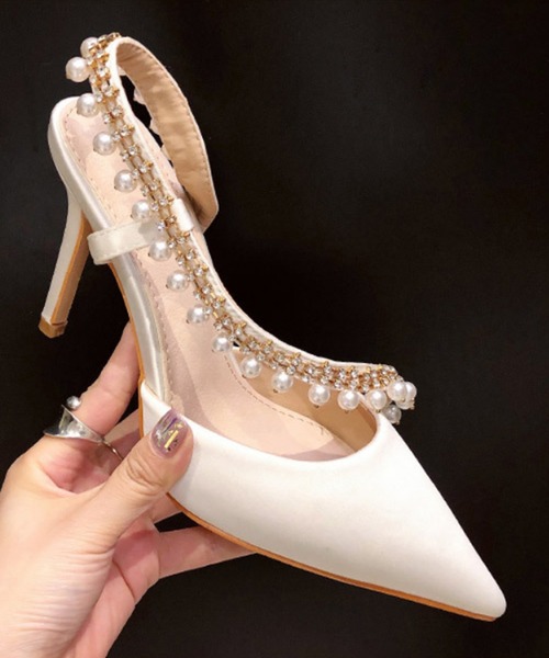 【Jasmine】パールストーンハイヒールパンプス ヒール9cm (SS)（パンプス）
