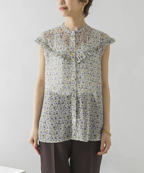 URBAN RESEARCH（アーバンリサーチ）の「ノースリーブ楊柳フリルブラウス（シャツ/ブラウス・レディース・ブラック/ホワイト系その他/ブラック系その他/ライトベージュ・FREE）」の20枚目の写真