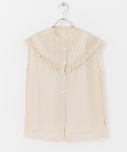 URBAN RESEARCH（アーバンリサーチ）の「ノースリーブ楊柳フリルブラウス（シャツ/ブラウス・レディース・ブラック/ホワイト系その他/ブラック系その他/ライトベージュ・FREE）」の16枚目の写真