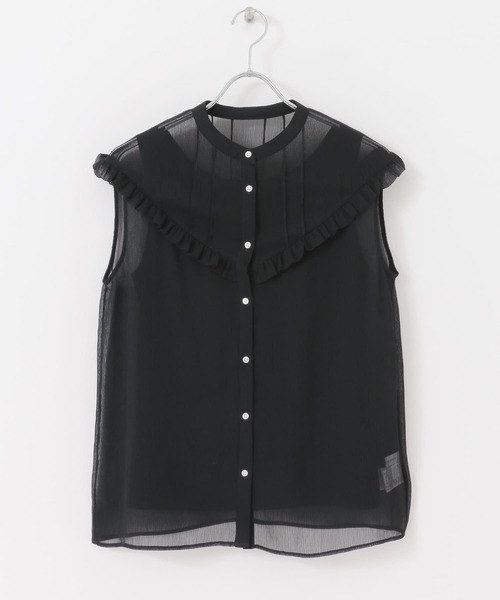 URBAN RESEARCH（アーバンリサーチ）の「ノースリーブ楊柳フリルブラウス（シャツ/ブラウス・レディース・ブラック/ホワイト系その他/ブラック系その他/ライトベージュ・FREE）」の14枚目の写真