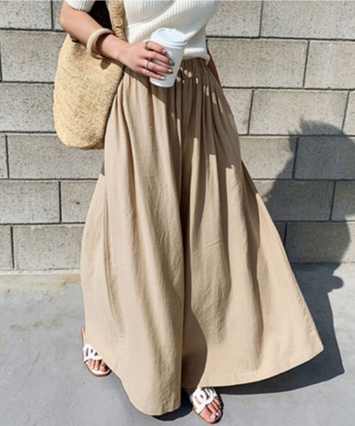 WYTHE（ワイス）の「フレアスカートパンツ  ボリュームロング丈（スカート・レディース・ブラック/ベージュ/ブラウン/グレー/カーキ/グリーン/アクア/ブルー・FREE）」の5枚目の写真